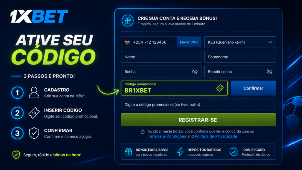Passo a passo: como ativar o código promocional 1xBet